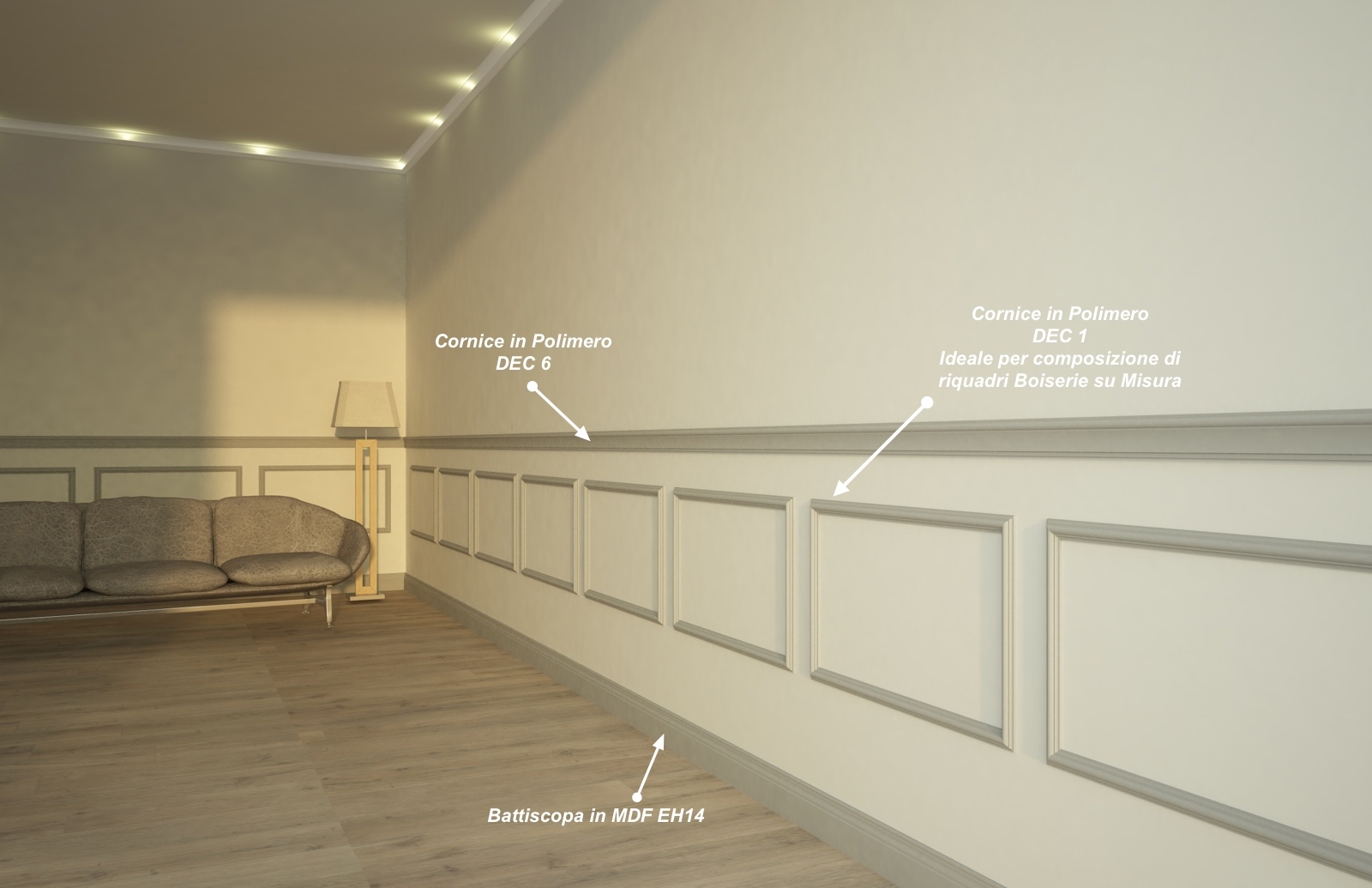 Dec 1 - Cornice in polimero bianco - Decorget - Ital Decori - Image 4