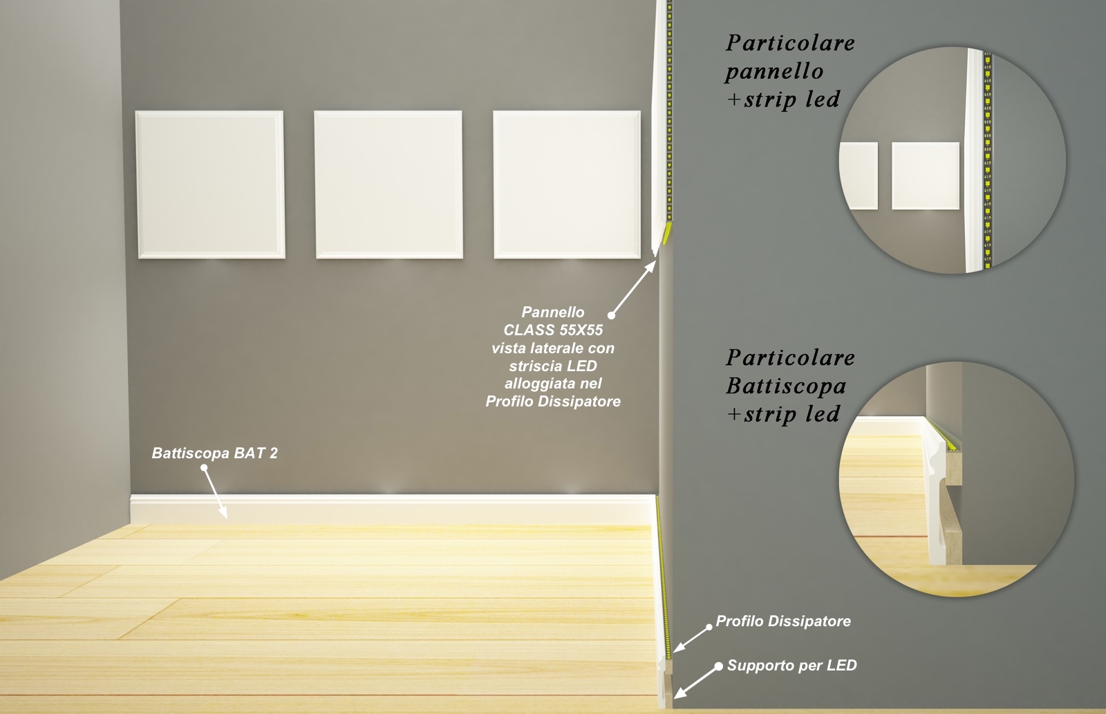 Bat 2 - Battiscopa in polimero bianco - Decorget - Ital Decori - Image 7