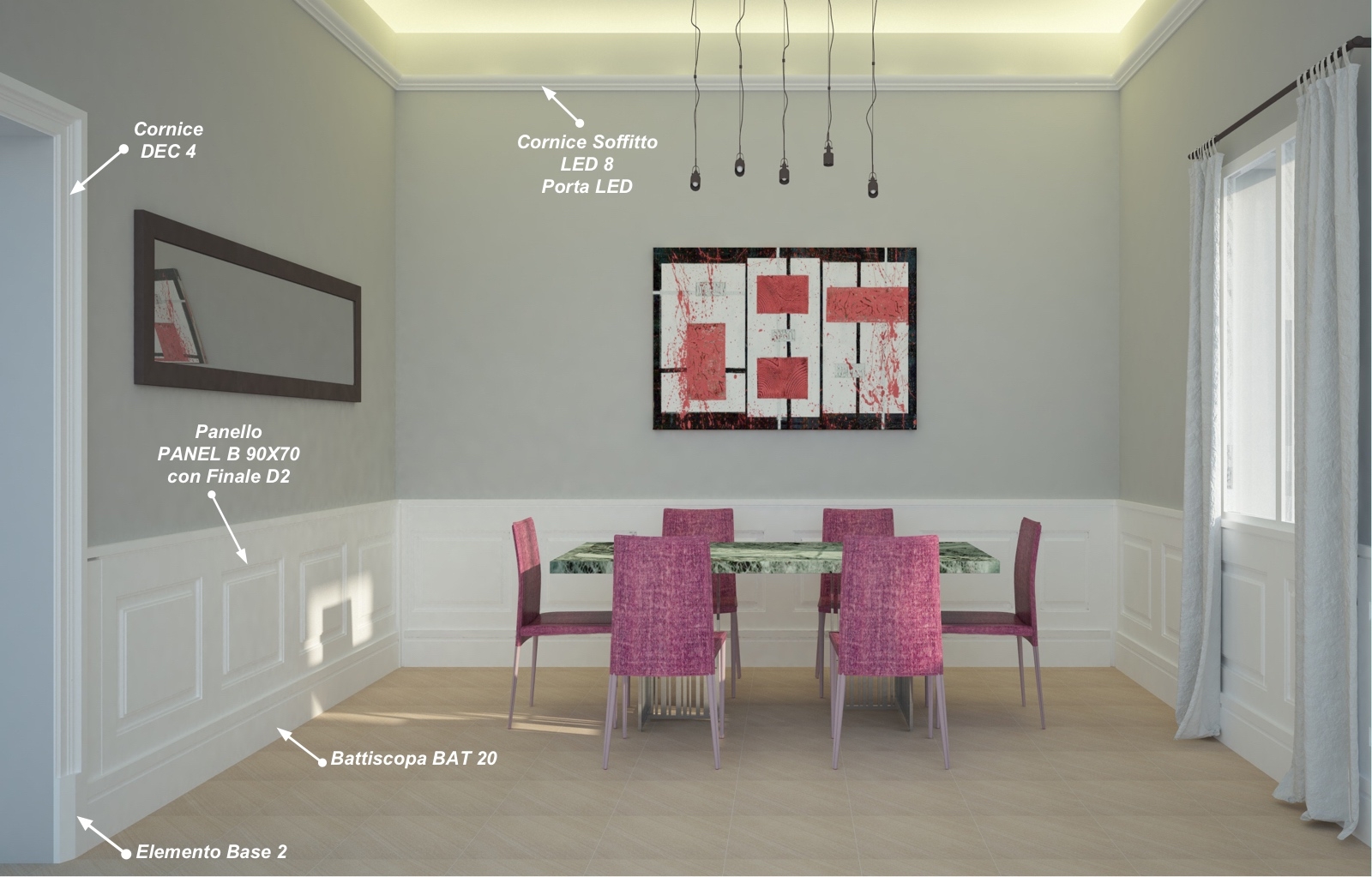 Panel B 90x70 - Pannello in MDF Light bianco - Decorget - Ital Decori - Image 1