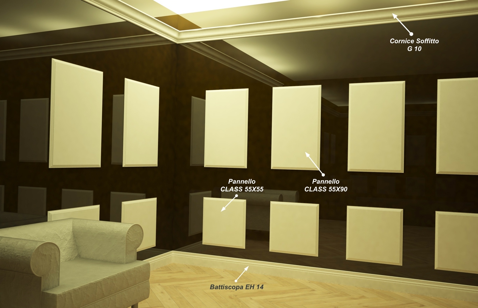 Class 55x90 - Pannello in MDF Light bianco - Decorget - Ital Decori - Image 1