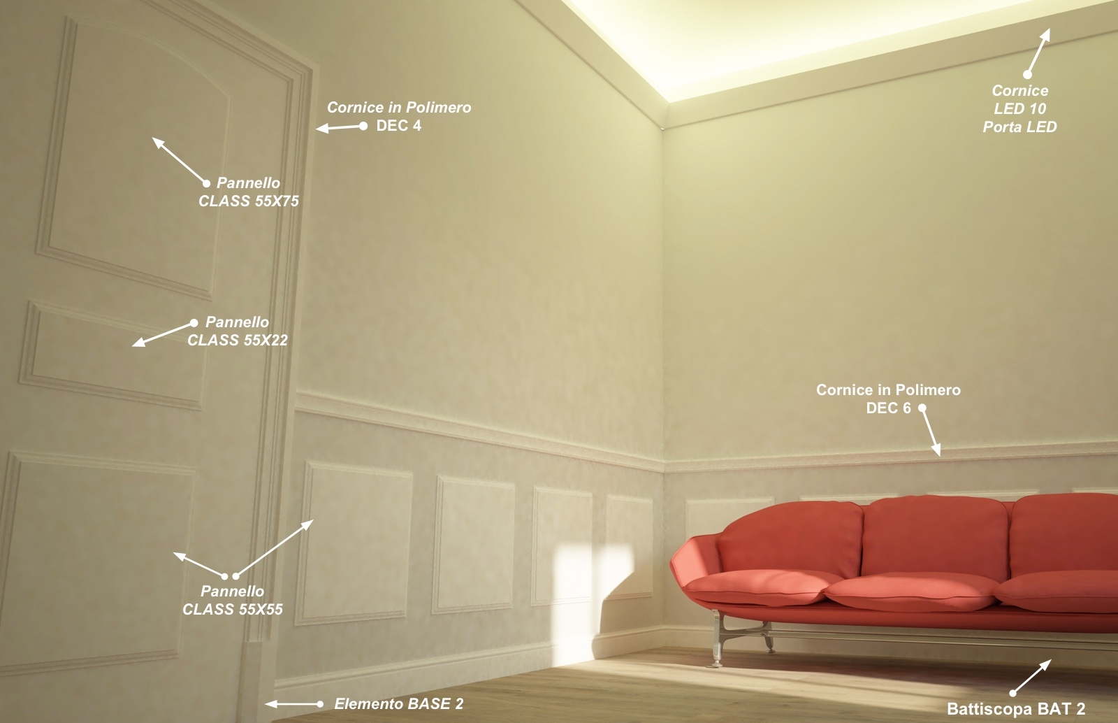 Class 55x75 - Pannello in MDF Light bianco - Decorget - Ital Decori - Image 2