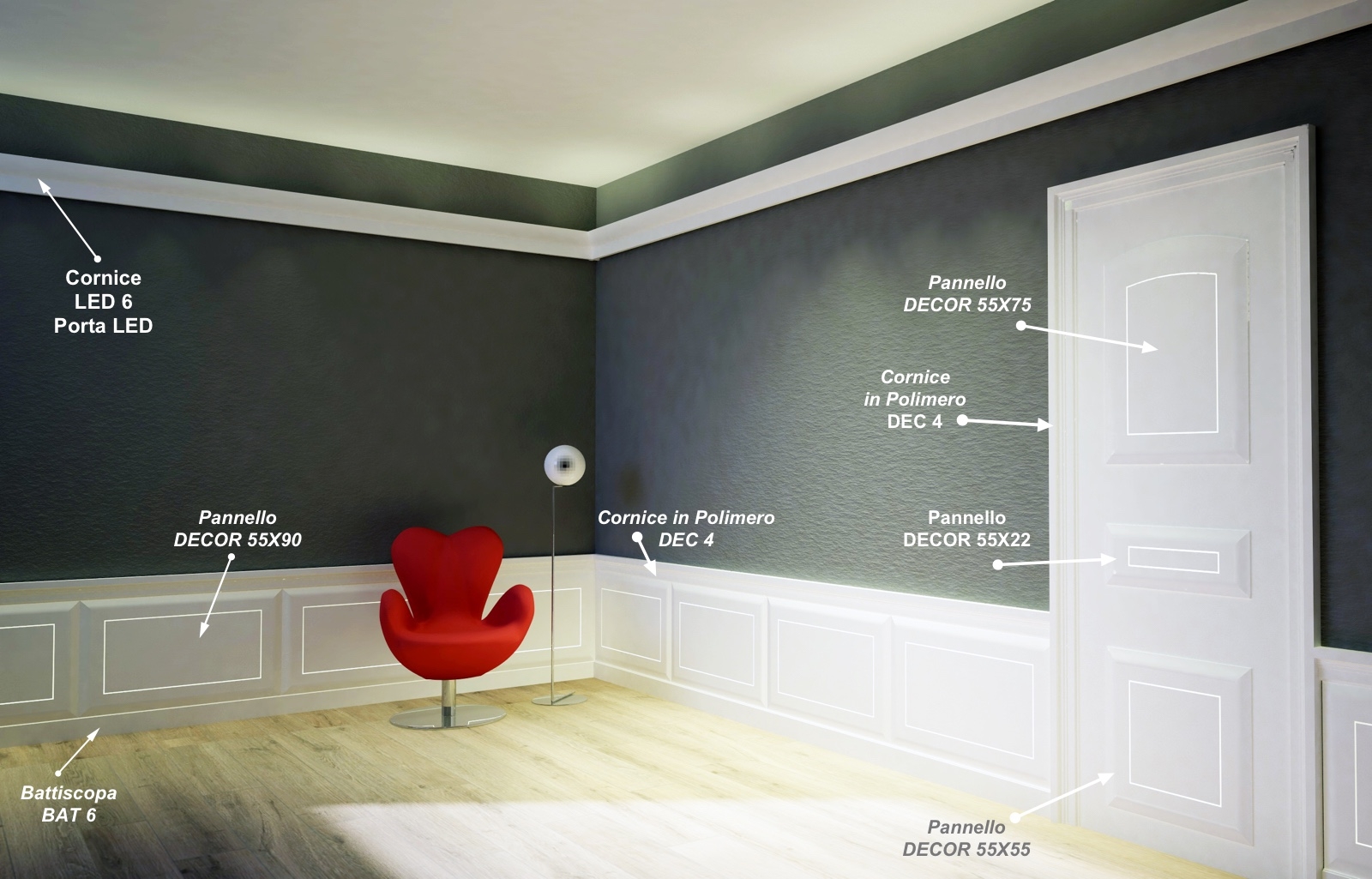 Decor 55x90 - Pannello in MDF Light bianco - Decorget - Ital Decori - Image 1