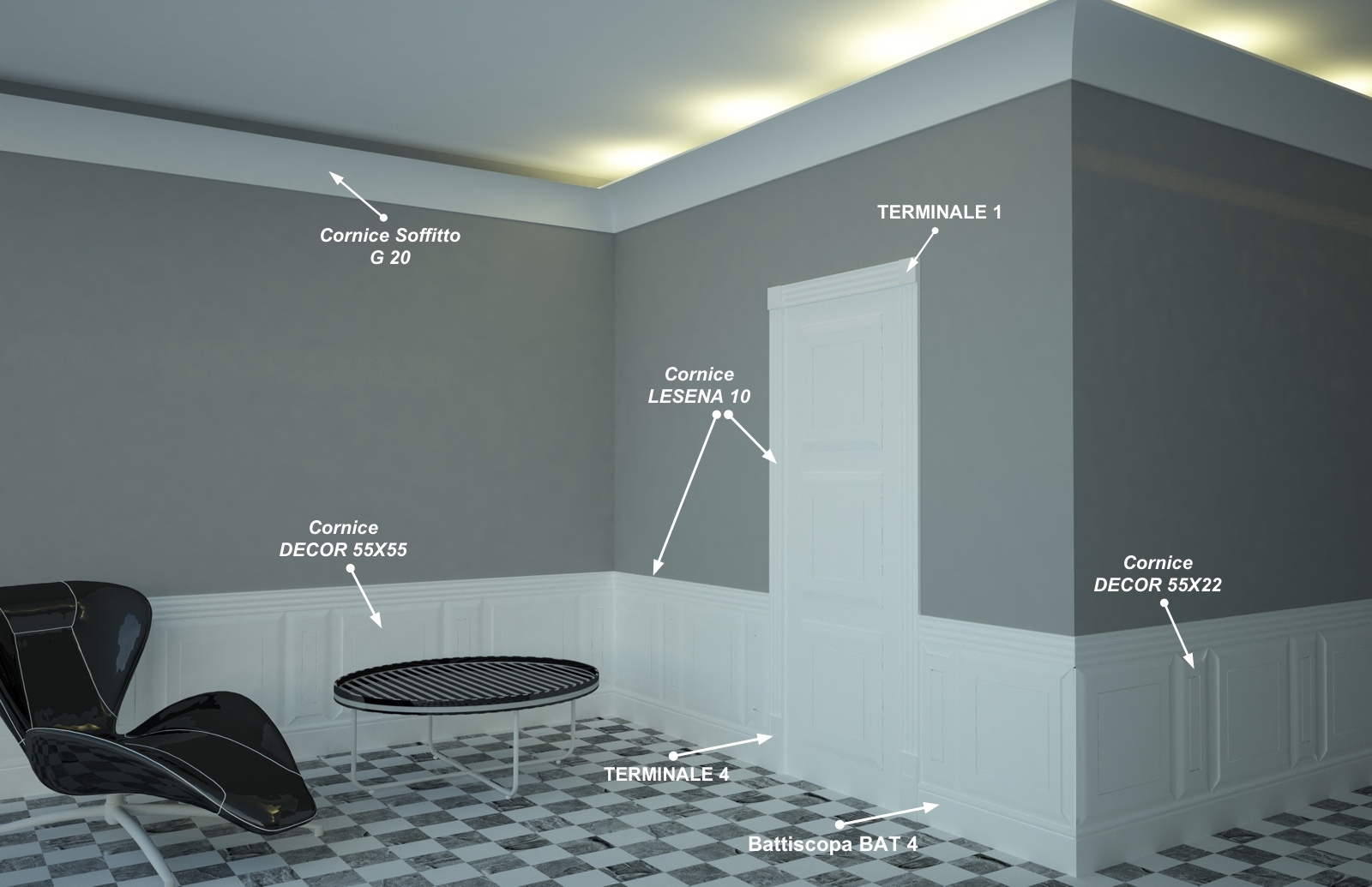 Lesena 10 - Cornice in MDF Light per porte e boiserie - Decorget - Ital Decori - Image 1