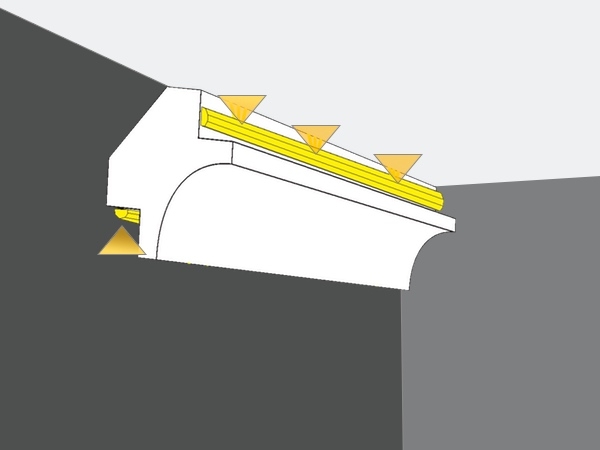 Led E - Veletta cornice in polistirene gessato bianco - Decorget - Ital Decori - Image 1