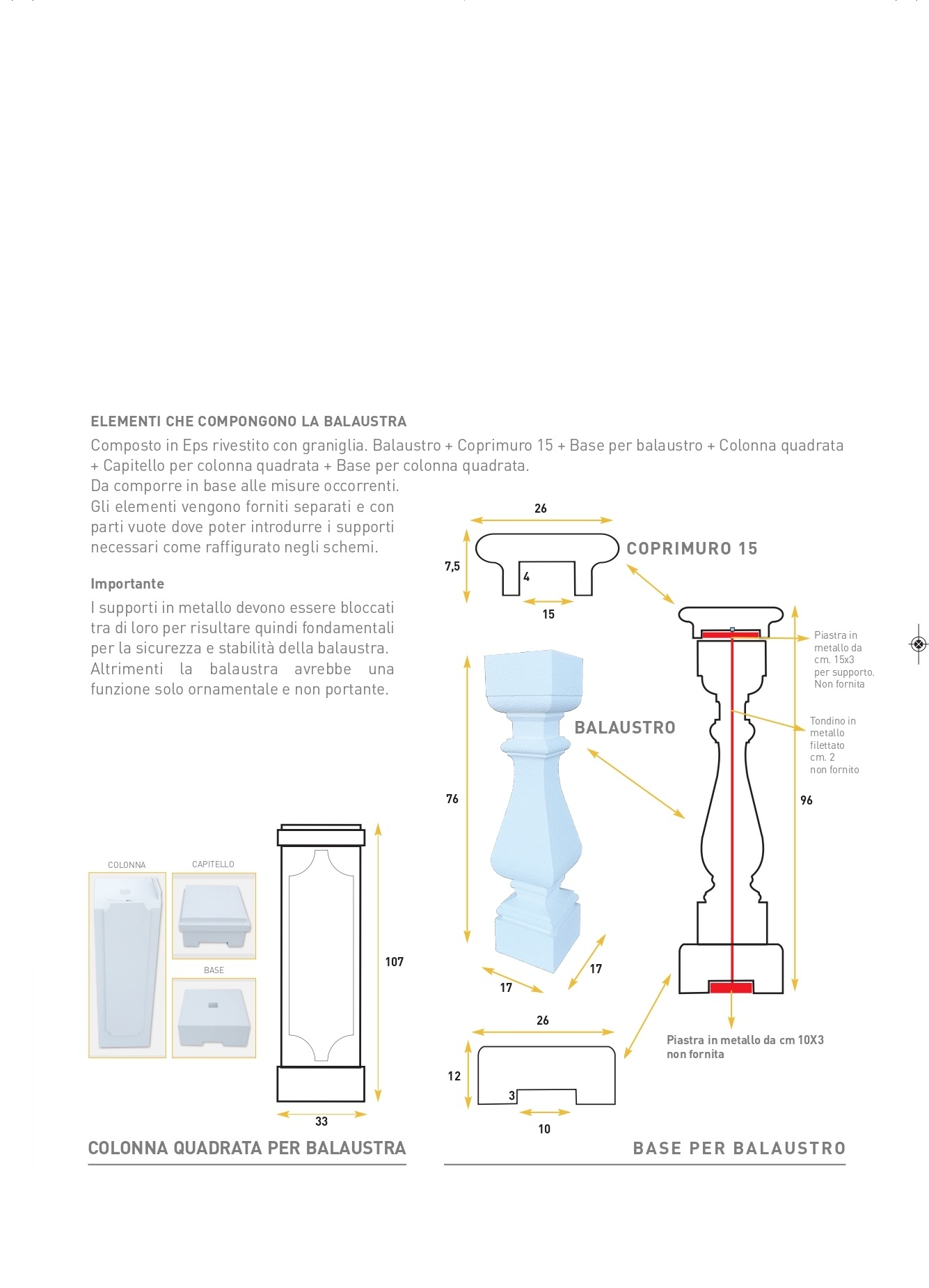 Colonna Quadrata Per Balaustra - Coprimuro - Decorget - Ital Decori - Image 1