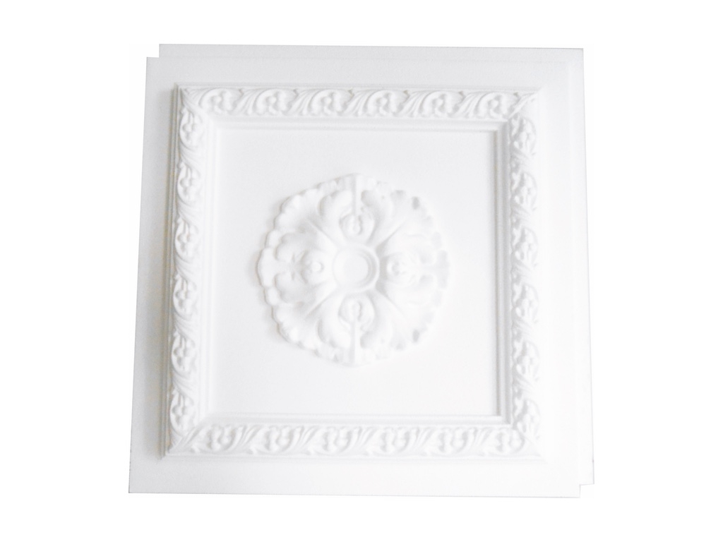 Cassettonato Bianco Grezzo Con Rosone - Cassettonato in polistirene stampato - Decorget - Ital Decori