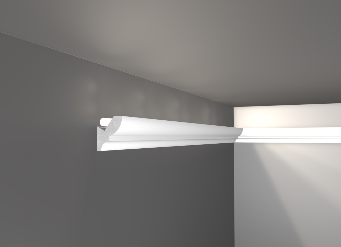 Led 8 - Veletta cornice in polistirene gessato bianco - Decorget